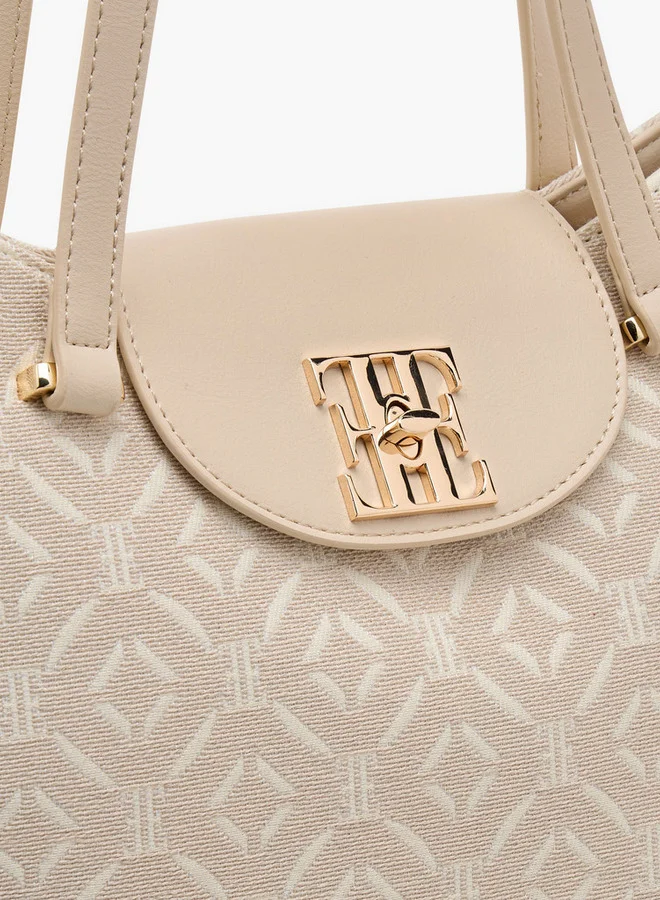 ايل Women's Monogram Print Tote Bag with Double Handles