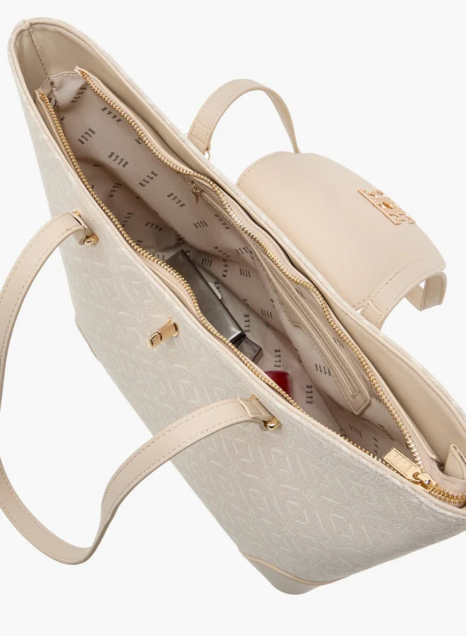 ايل Women's Monogram Print Tote Bag with Double Handles