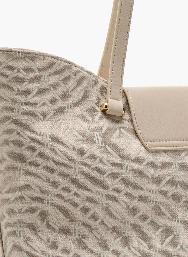 ايل Women's Monogram Print Tote Bag with Double Handles