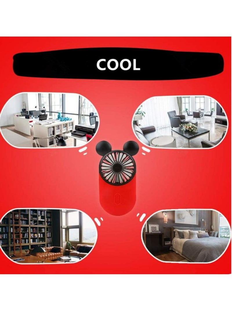 Generic Cute personal mini fan, handheld& Portable USB charging fan with beautiful LED lights, 3 adjustable speeds, portable stand for indoor and outdoor activities  - Image 5