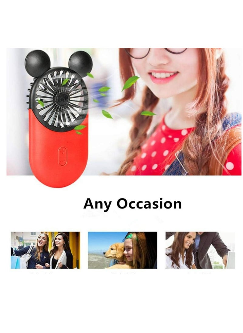 Generic Cute personal mini fan, handheld& Portable USB charging fan with beautiful LED lights, 3 adjustable speeds, portable stand for indoor and outdoor activities  - Image 4