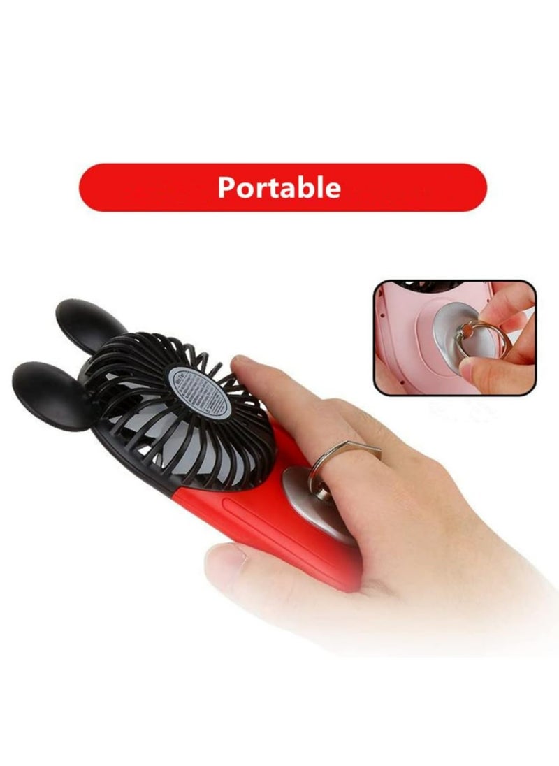 Generic Cute personal mini fan, handheld& Portable USB charging fan with beautiful LED lights, 3 adjustable speeds, portable stand for indoor and outdoor activities  - Image 3