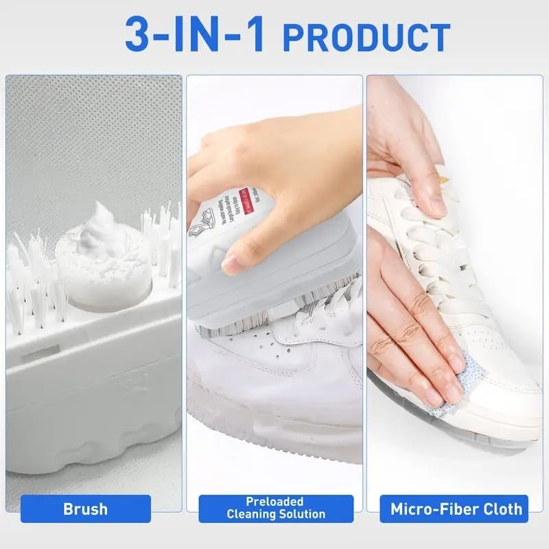 AARUX Plastic Handle Shoe Cleaner Brush, Powerful 2-in-1 Multifunctional Shoe Cleaner, Scrub Brush, Non Wash Deep Cleaning Sneaker Brush, White - Suitable for Tennis, Sports Shoe Care Kit - Image 5