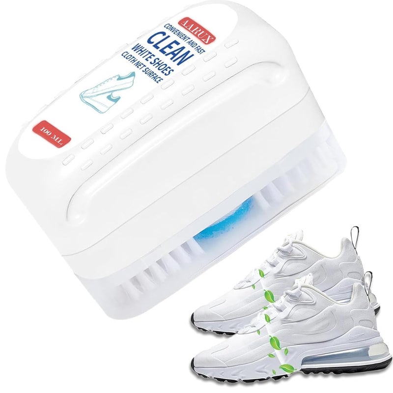 AARUX Plastic Handle Shoe Cleaner Brush, Powerful 2-in-1 Multifunctional Shoe Cleaner, Scrub Brush, Non Wash Deep Cleaning Sneaker Brush, White - Suitable for Tennis, Sports Shoe Care Kit - Image 1