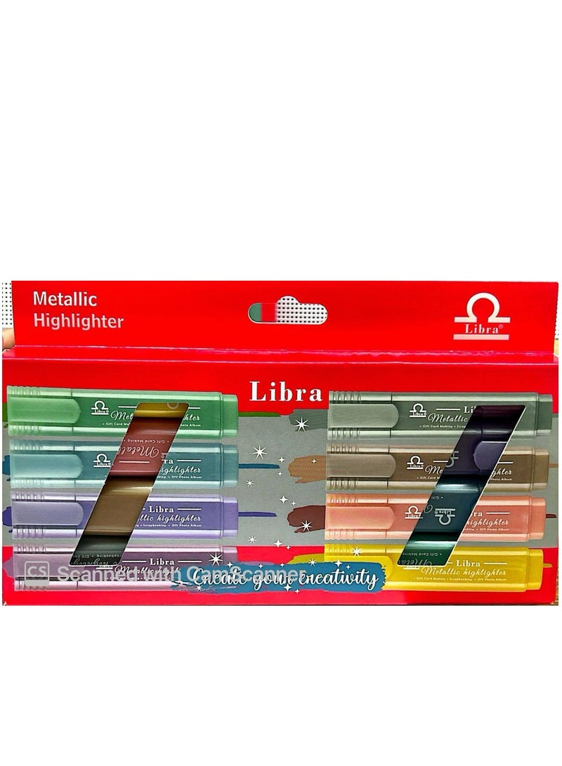 ليبرا مجموعة هايلايتر ميتاليك مكونة من 8 قطع متعدد الألوان