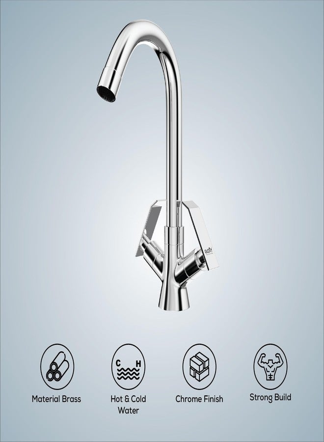 Gloxy Premium Brass Centre Hole Mixer Tap for Bathroom with Chrome Finish - Mixer Faucet for Wash Basin with Jet+ Lever - Provision for Hot & Cold Water - Wash Basin Tap for Bathroom Kitchen Sink - Image 3