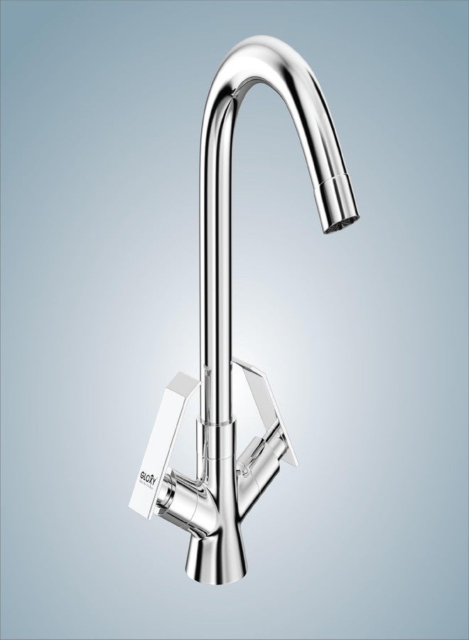 Gloxy Premium Brass Centre Hole Mixer Tap for Bathroom with Chrome Finish - Mixer Faucet for Wash Basin with Jet+ Lever - Provision for Hot & Cold Water - Wash Basin Tap for Bathroom Kitchen Sink - Image 4