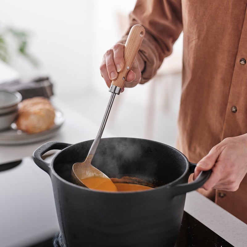 VARDAGEN Stainless Steel Soup Ladle with Solid Wood Handle, 33 cm - Image 2