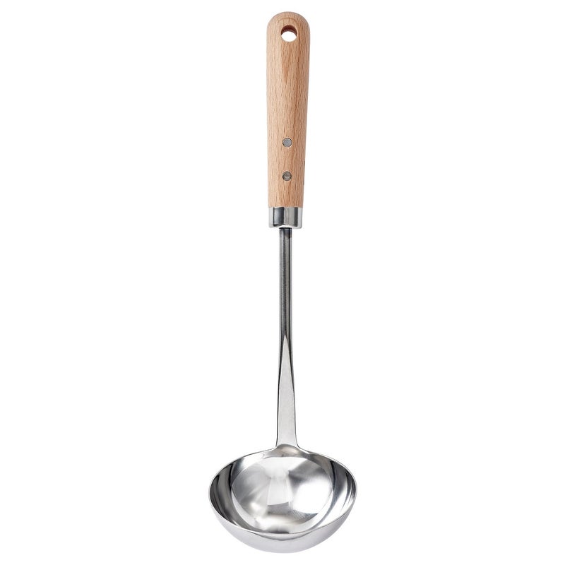 VARDAGEN Stainless Steel Soup Ladle with Solid Wood Handle, 33 cm - Image 1