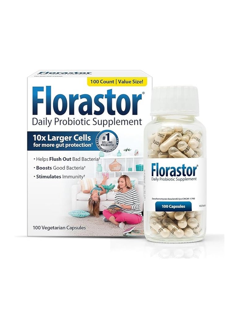 Florastor Probiotics for Digestive & Immune Health Probiotics for Women & Men Unflavored 100 Capsuls