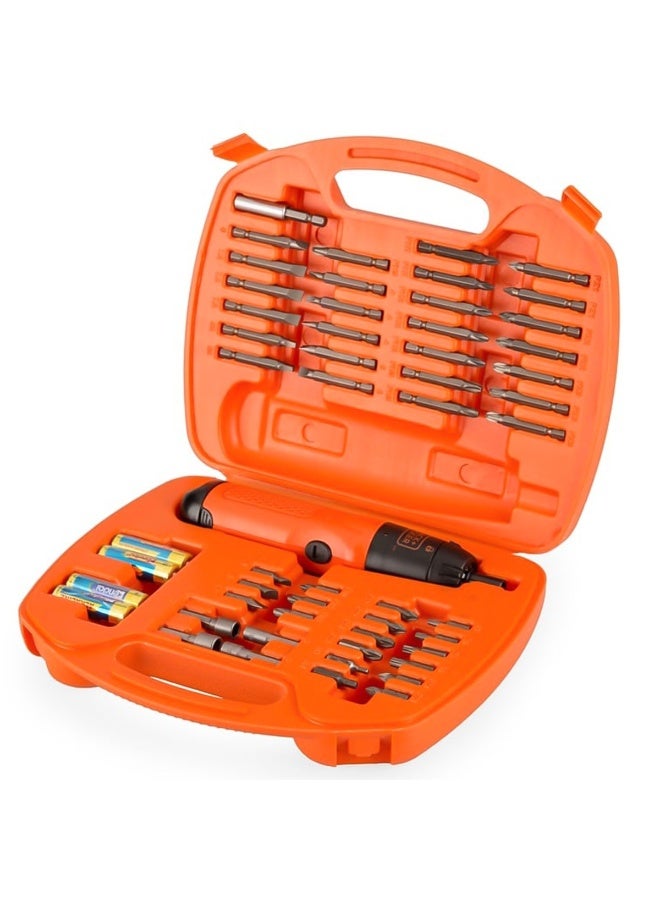 BLACK+DECKER Alkaline Electric Cordless Screwdriver And 54Pcs Screwdriving Set - Image 2