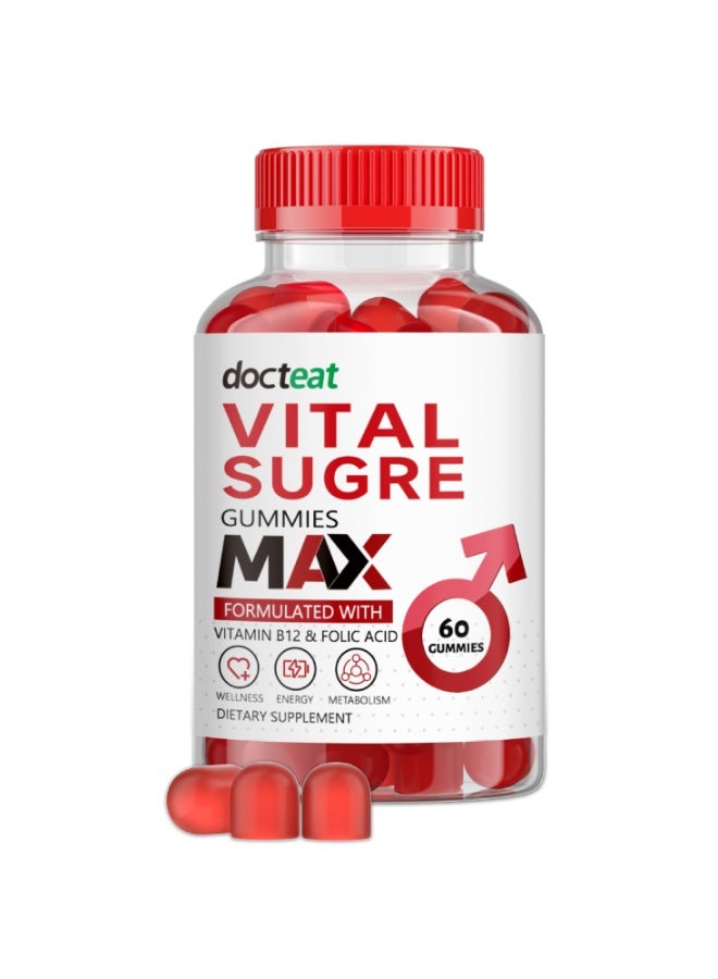 docteat Men's Vitamin B12 and Folic Acid Complex Gummies, Men's Energy Metabolism Dietary Supplement 60 Count - Image 1