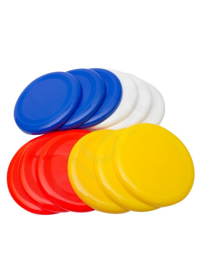 Fun Central Fun Central High-Flying Excitement: 12 Pack, 10 Inch Assorted Color Flying Discs (Blue, Red, White, Yellow) - Perfect Backyard Games, Sports, Summer Beach, 4th of July Party Essential  - Image 1