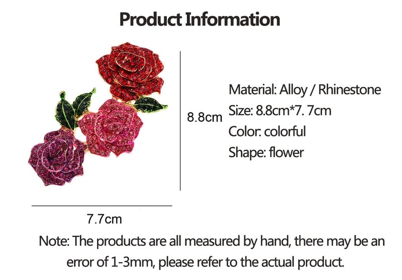 KAWADU Fashion rose brooch Rhinestone alloy botanical corsage Korean popular clothing accessories silk scarf buckle accessories - Image 2