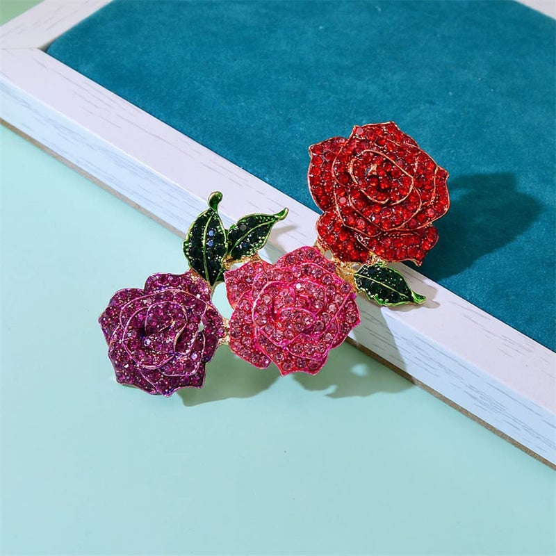 KAWADU Fashion rose brooch Rhinestone alloy botanical corsage Korean popular clothing accessories silk scarf buckle accessories - Image 3