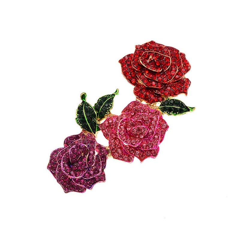 KAWADU Fashion rose brooch Rhinestone alloy botanical corsage Korean popular clothing accessories silk scarf buckle accessories - Image 1