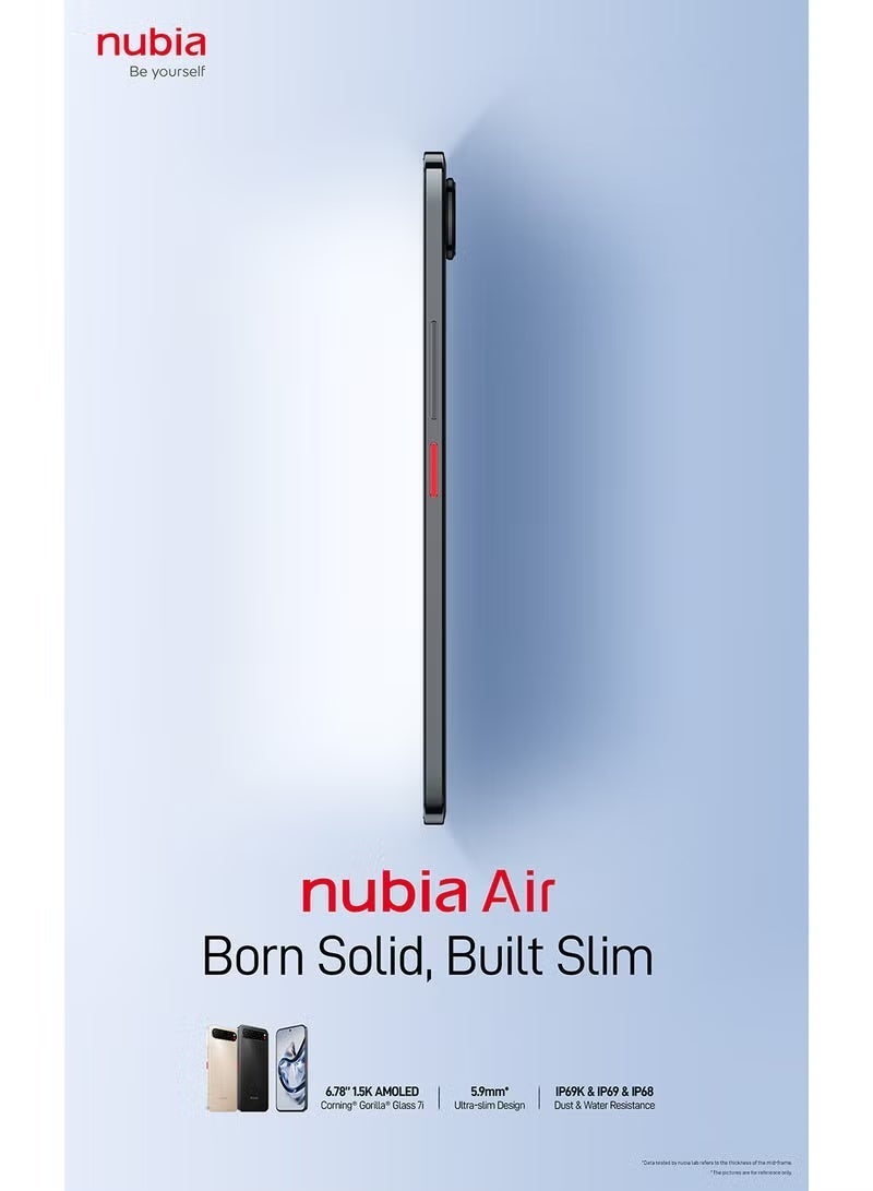 ZTE Mobile Nubia Air Ultra-Slim Dual SIM Titanium black  8GB+12GB RAM 256GB 5G - Middle East Version & Riversong Rhythm L EA33 Wireless & Wired Headphones – Bluetooth 5.0, 3.5mm Audio Cable, 500mAh Battery, Up to 10 Hours Playtime, High Quality Sound – Black Bundle - Image 4