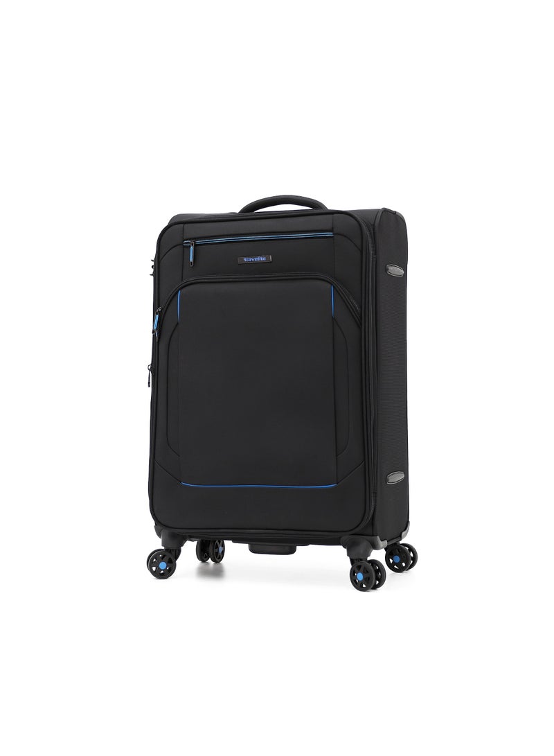travelite TRAVELITE Luggage Set of 2 – Softshell Trolley Bags with Secure Lock, Multi-Compartment Storage & Spinner Wheels,Black(S-20",L-28") - Image 2