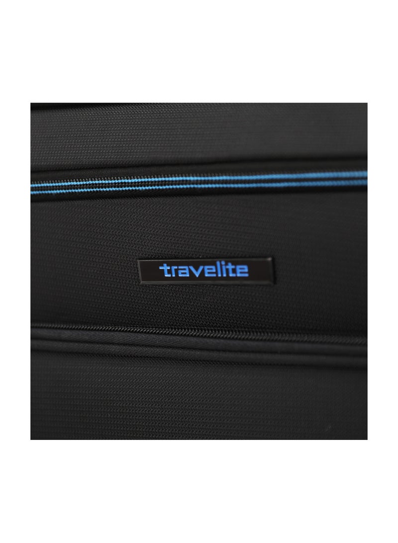 travelite TRAVELITE Luggage Set of 2 – Softshell Trolley Bags with Secure Lock, Multi-Compartment Storage & Spinner Wheels,Black(S-20",L-28") - Image 3