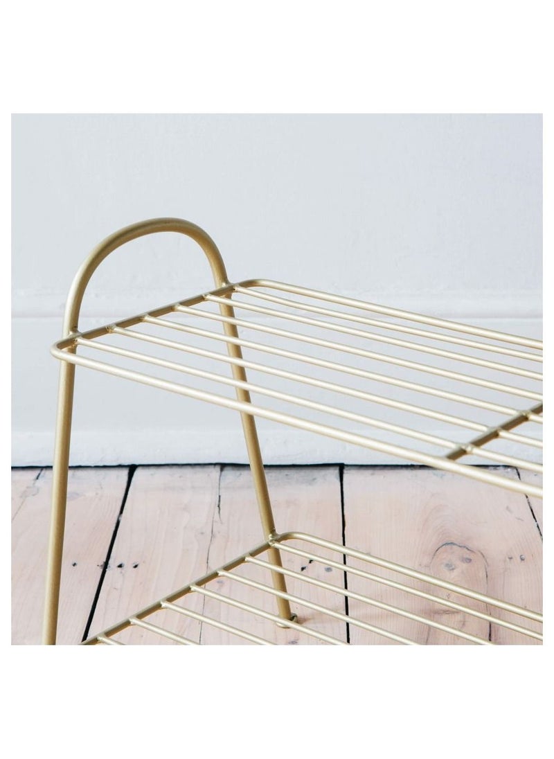 Generic 2 Tiers Shoe Racks Standing  Slippers Shelf gold  - Image 2