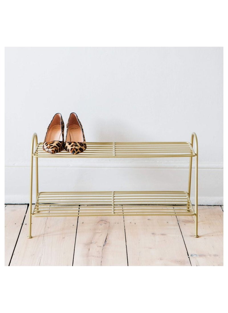 Generic 2 Tiers Shoe Racks Standing  Slippers Shelf gold  - Image 1