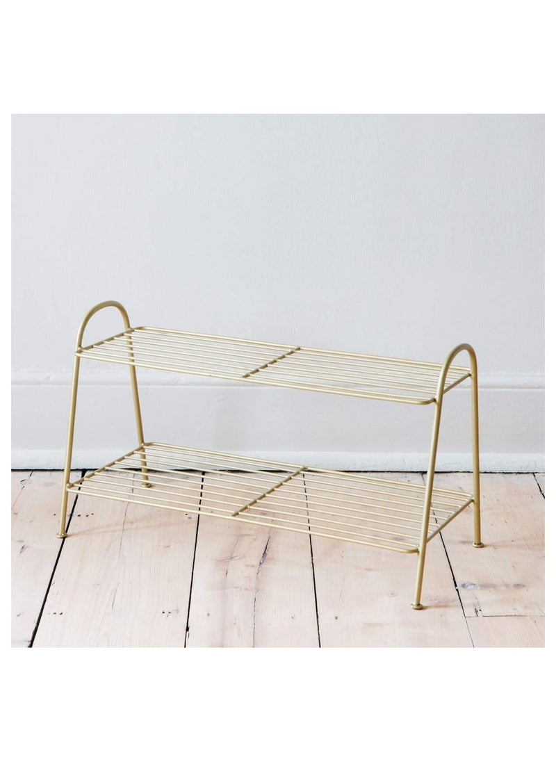 Generic 2 Tiers Shoe Racks Standing  Slippers Shelf gold  - Image 5