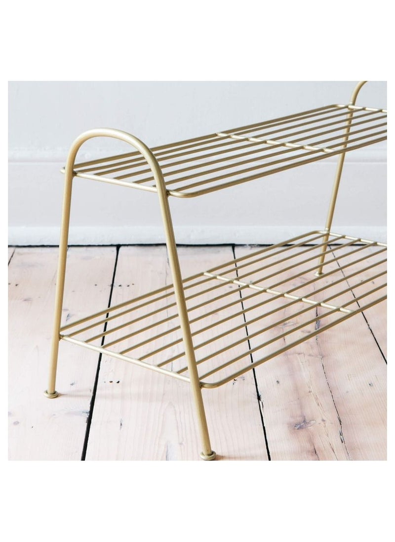 Generic 2 Tiers Shoe Racks Standing  Slippers Shelf gold  - Image 3