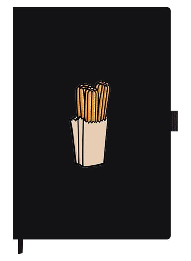 Theodor Designer A5 Thick Black Hardcover Notebook Dessert Churos - Image 1