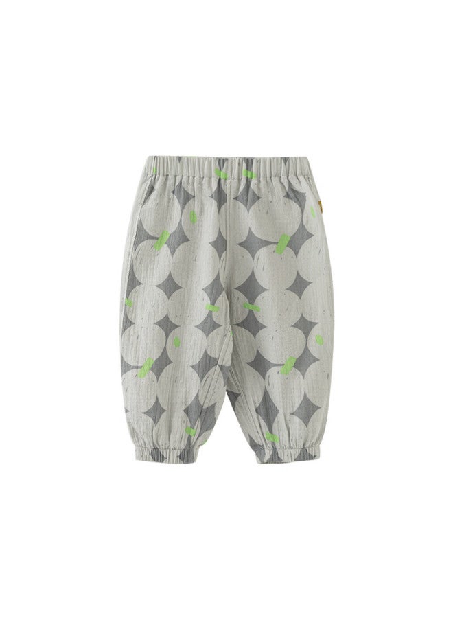 Papapapa Summer Children's Pants Boys And Girls Mosquito-proof Pants Printed Double-layer Gauze Trousers Light Yellow 120cm - Image 4