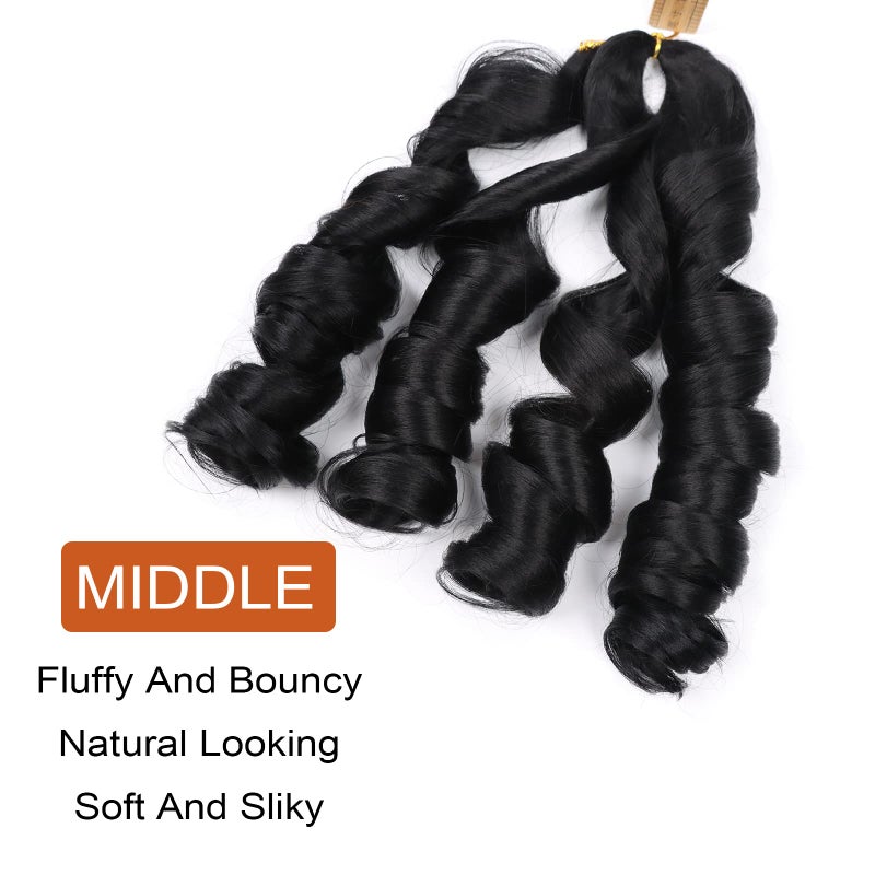 Lianzi French Curly Braiding Hair 18 Inch 8 Packs Curly Braiding Hair Pre Stretched for Box Braids French Curls Crochet Braids Bouncy Loose Wavy Braiding Hair Extensions (18 Inch, Natural Black) - Image 5