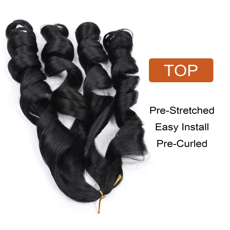 Lianzi French Curly Braiding Hair 18 Inch 8 Packs Curly Braiding Hair Pre Stretched for Box Braids French Curls Crochet Braids Bouncy Loose Wavy Braiding Hair Extensions (18 Inch, Natural Black) - Image 4