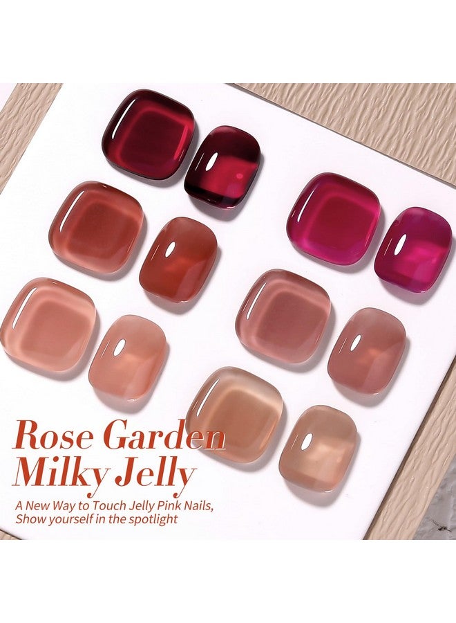 Born Pretty Jelly Burgundy Gel Nail Polish Fall Winter Jelly Wine Gel Polish Translucent Gel Polish Brown Purple Red Nude Colors Sheer Gel Polish Set Nail Art Varnish Manicure 6PCS - Image 1