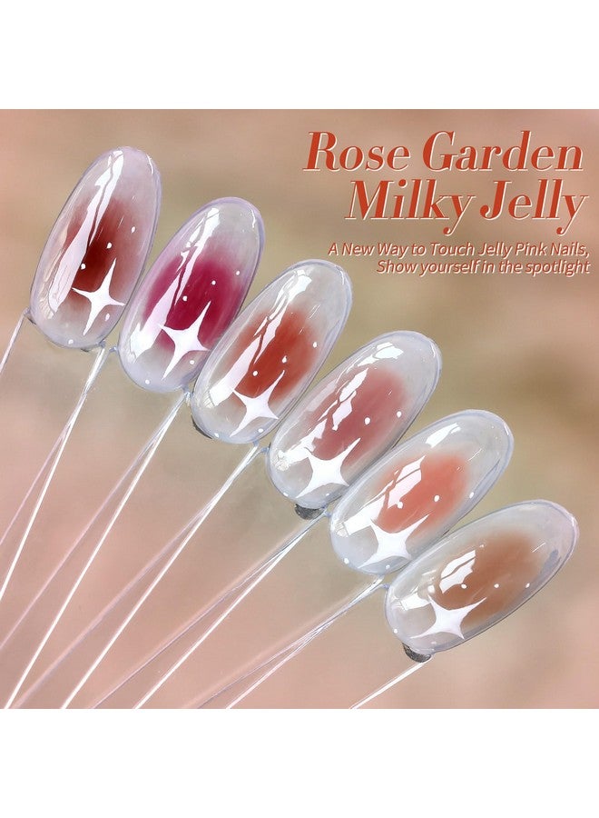 Born Pretty Jelly Burgundy Gel Nail Polish Fall Winter Jelly Wine Gel Polish Translucent Gel Polish Brown Purple Red Nude Colors Sheer Gel Polish Set Nail Art Varnish Manicure 6PCS - Image 2