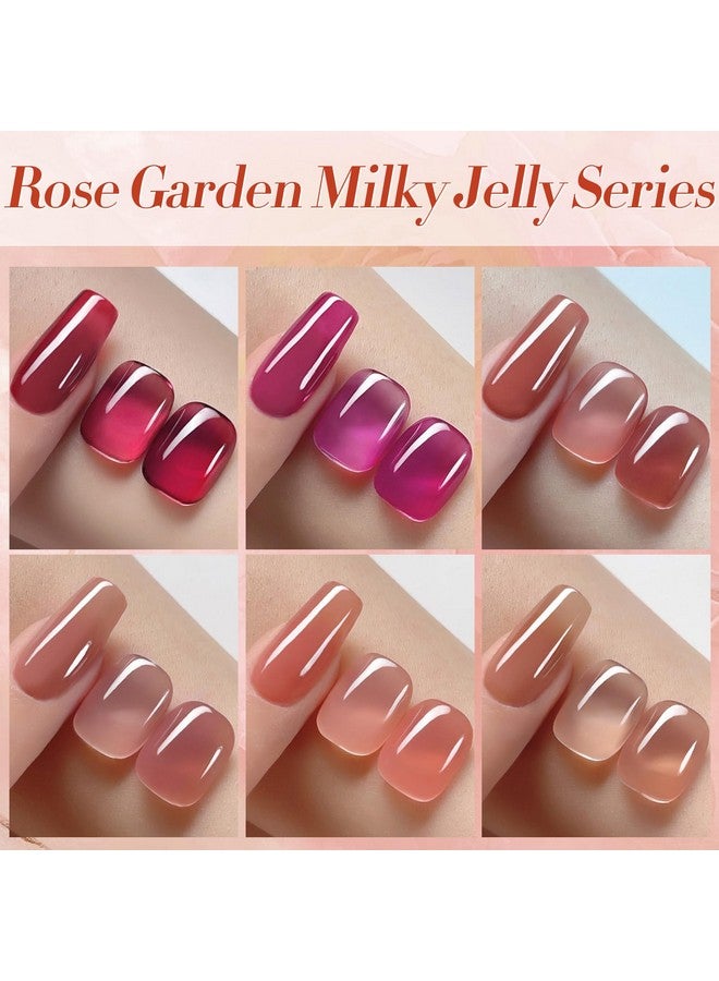 Born Pretty Jelly Burgundy Gel Nail Polish Fall Winter Jelly Wine Gel Polish Translucent Gel Polish Brown Purple Red Nude Colors Sheer Gel Polish Set Nail Art Varnish Manicure 6PCS - Image 3