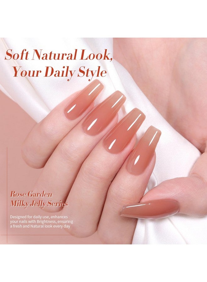 Born Pretty Jelly Burgundy Gel Nail Polish Fall Winter Jelly Wine Gel Polish Translucent Gel Polish Brown Purple Red Nude Colors Sheer Gel Polish Set Nail Art Varnish Manicure 6PCS - Image 4