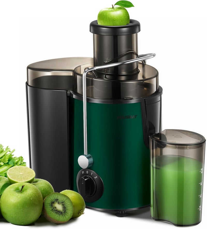HOUSNAT Juicer Machine, Centrifugal Juicer,Extractor Max Power 800W Juice, 65MM Chute for Whole Fruit and Vegetables, Juice Extractor with 3 Speeds Quick Juicing, Easy to Clean, BPA Free, Green - Image 1