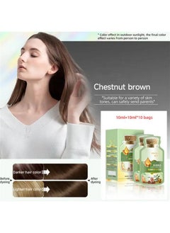 YG LianKai YG LianKai Natural Plant Hair Dye, New Botanical Bubble Hair Dye 20ml 10Packs/Box, Chestnut Brown, Pure Plant Extract for Grey Hair Color Bubble Dye, Color Conditioner Shampoo  - Image 4