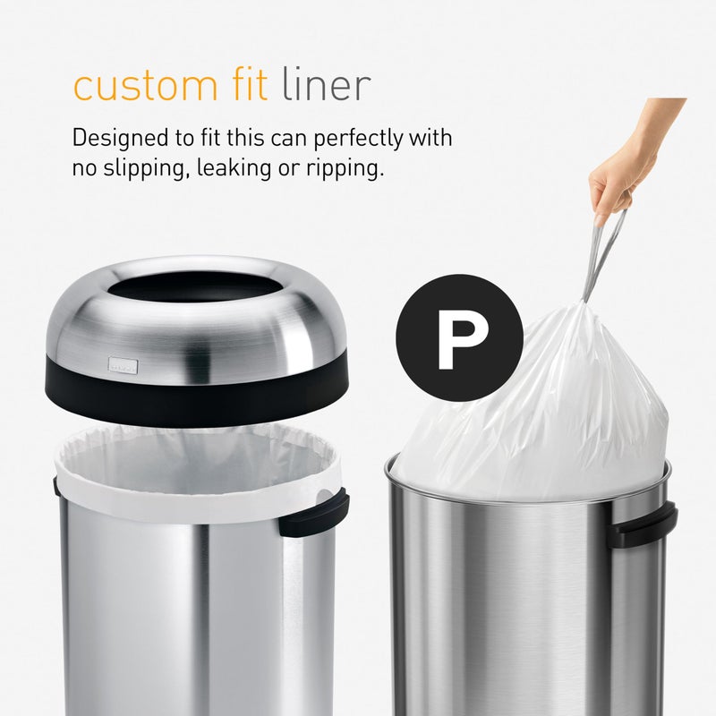 simplehuman Code P 200 Count, Dispenser Pack Custom Fit Liners, Drawstring Trash Bags, 50-60 Liter / 13-16 Gallon, White - Image 2