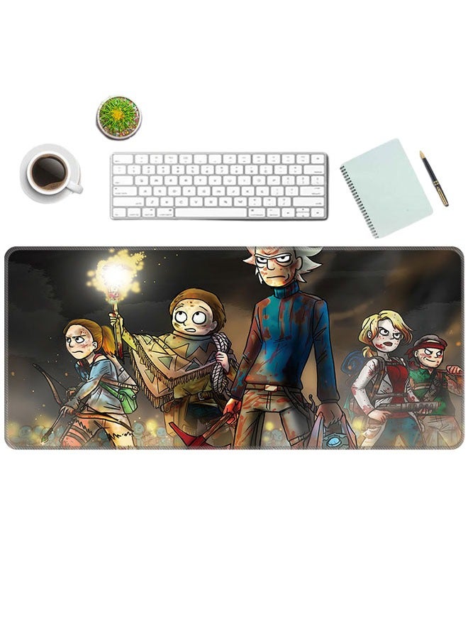 لوحة ماوس الألعاب Rick and Morty، لوحة ماوس كبيرة مضادة للانزلاق، لوحة مفاتيح وماوس كبيرة مع حواف مخيطة، بحجم 300x600x3 ملم، باللون الأسود. - Image 2