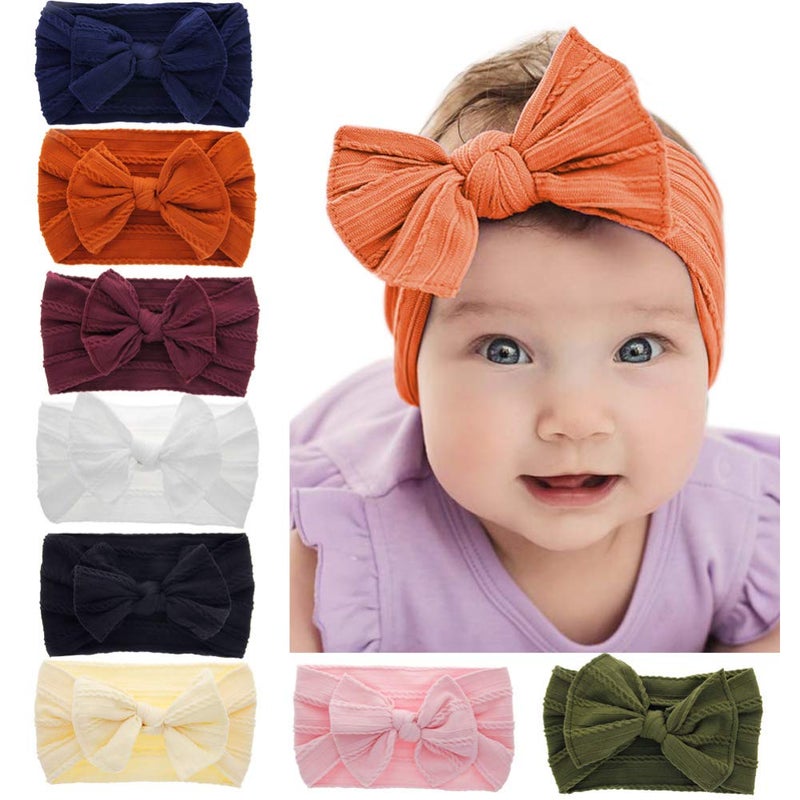 Baby Bow Headbands Turban Knotted Girls Hairbands for NewbornToddler and Childrens 8 Pack