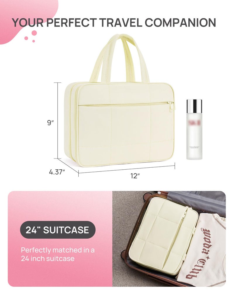 Telena Travel Toiletry Bag with Jewelry Organizer for Women, Puffy Hanging Makeup Bag Lightweight Cosmetic Bag Organizer for Travel Essentials - Image 3