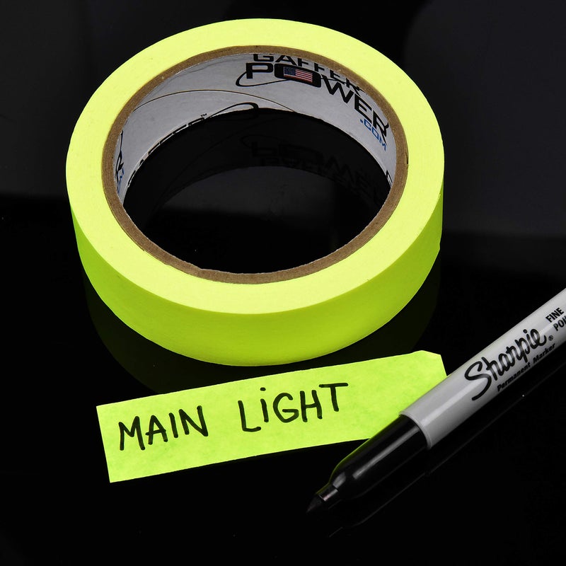 Gaffer Power Labeling Tape | Fluorescent Yellow | Clean Removable Adhesive Tape | Console Tape for Light Control Board, DJ Mixing Board, Audio Mixer | 1In x20Yds - Image 2