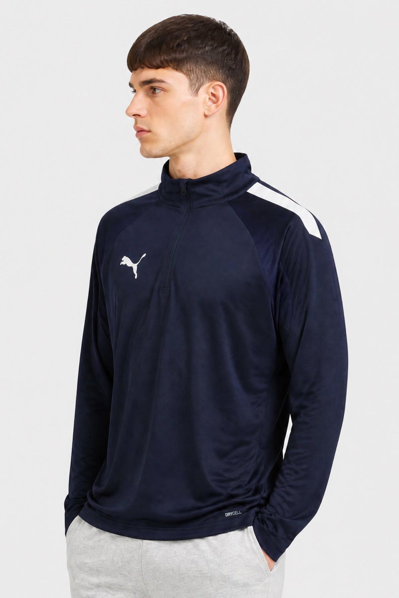 PUMA Men Sportswear Fit Half Zip Long Sleeve Football Sweatshirt, Navy - Image 3