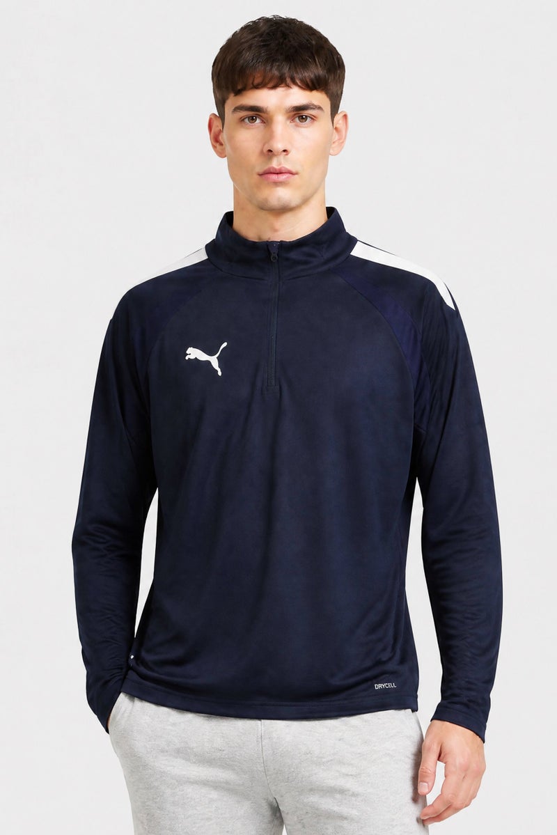 PUMA Men Sportswear Fit Half Zip Long Sleeve Football Sweatshirt, Navy - Image 1