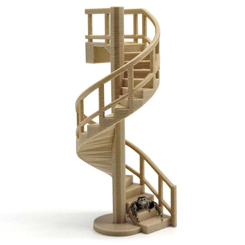 Julang Jumping Spider Enclosure Accessories â€“ Fun Spinning Stairs, Jumping Spider Climbing Toy with Magnetic Mount for Jumping Spider Enclosure Accessory Decoration (Beige) - Image 1