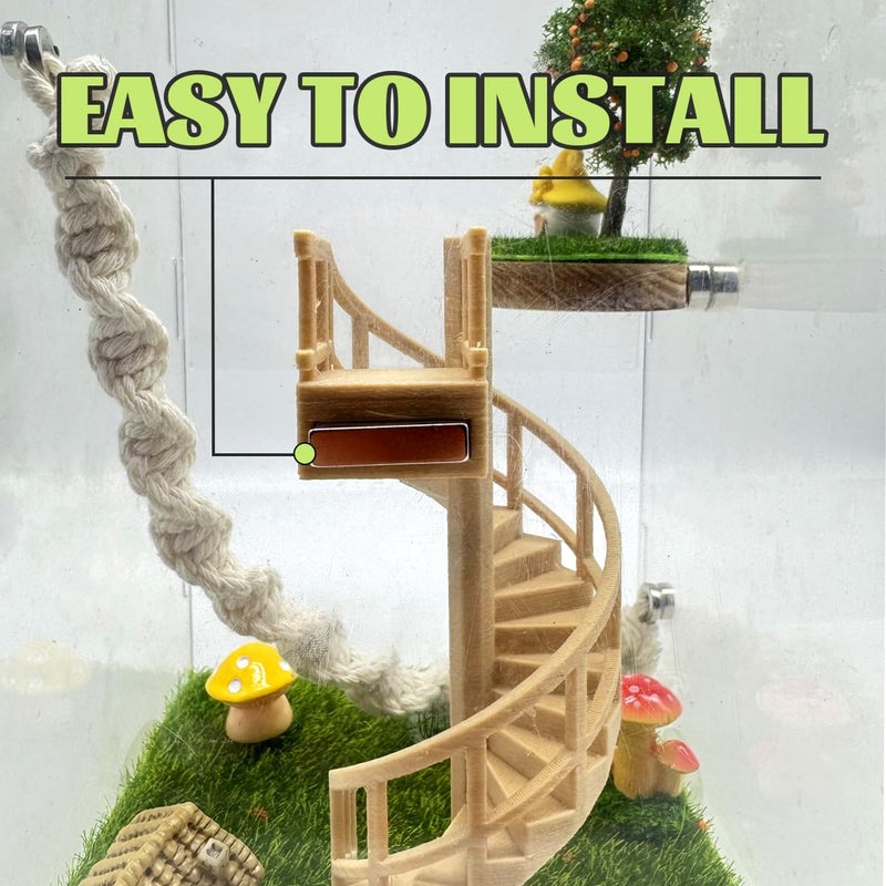 Julang Jumping Spider Enclosure Accessories â€“ Fun Spinning Stairs, Jumping Spider Climbing Toy with Magnetic Mount for Jumping Spider Enclosure Accessory Decoration (Beige) - Image 4