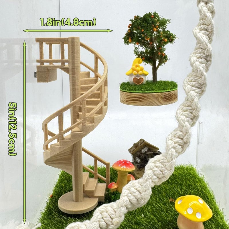 Julang Jumping Spider Enclosure Accessories â€“ Fun Spinning Stairs, Jumping Spider Climbing Toy with Magnetic Mount for Jumping Spider Enclosure Accessory Decoration (Beige) - Image 2