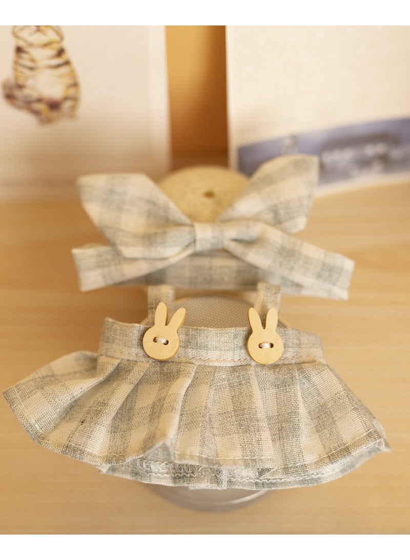 Clothes for Labubu(NO Doll) , Handcrafted Crochet 2 Piece Set for 17cm Doll, Premium Outfit with Accessories for Labubu, Stylish Clothes for Labubu Doll(green) - Image 1