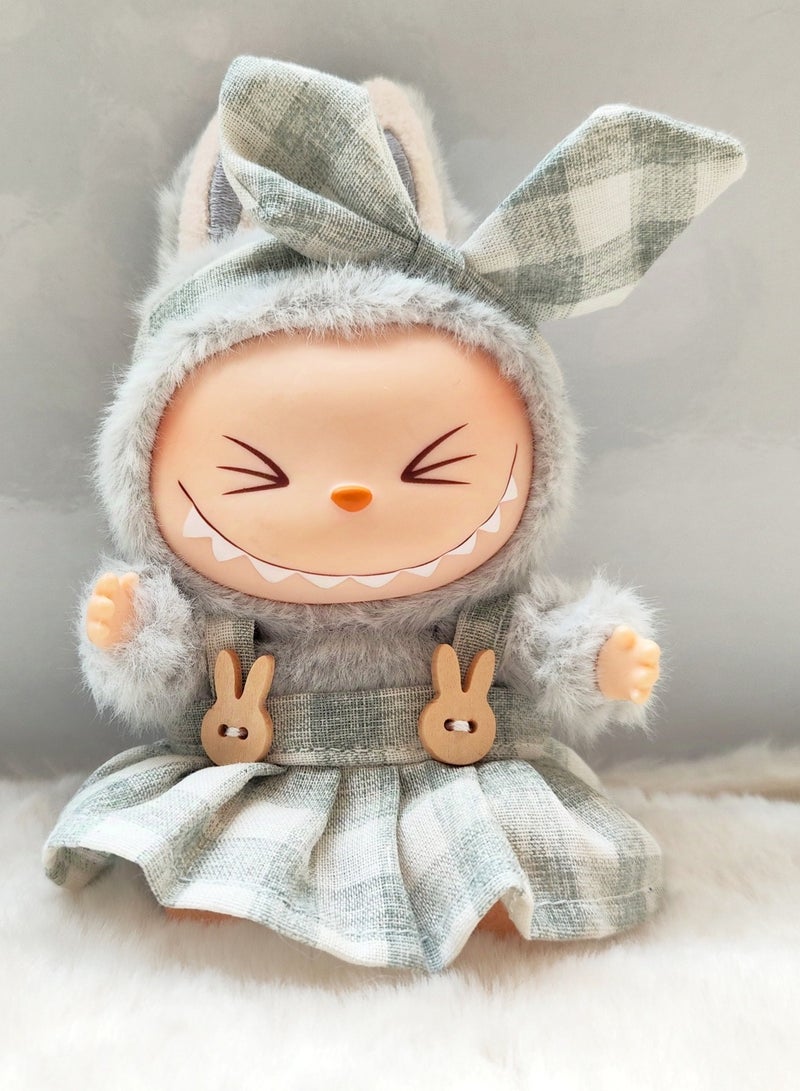 Clothes for Labubu(NO Doll) , Handcrafted Crochet 2 Piece Set for 17cm Doll, Premium Outfit with Accessories for Labubu, Stylish Clothes for Labubu Doll(green) - Image 2