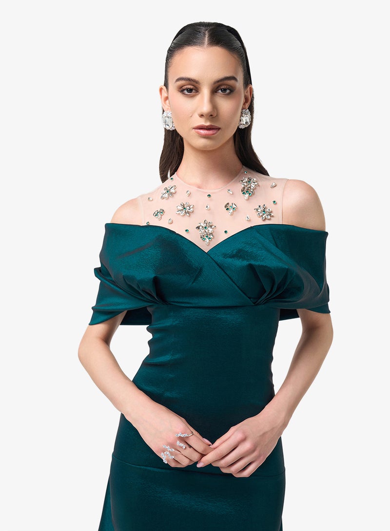 Threadz by Ajooni Sweetheart Neck Flared Hem Maxi Dress - Image 3